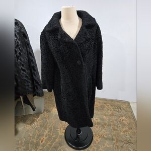 Vintage Women's Black Twisted Lambswool Coat